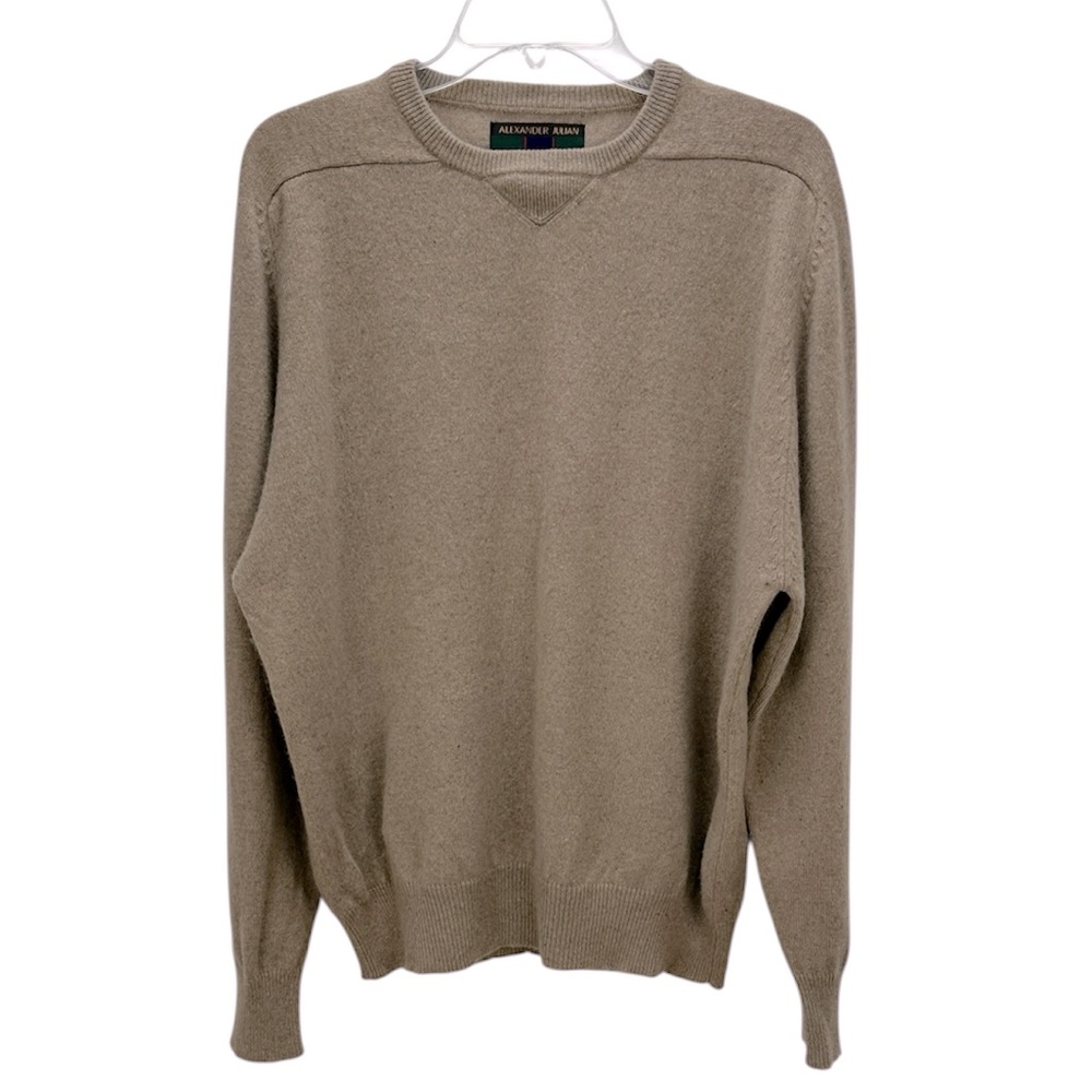 Alexander Julian Colours Tan 100% Cashmere Sweater L Minimalist Neutral Soft